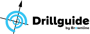 Logo for Drillguide by Brownline, featuring a target with concentric circles and a pointing arrow.