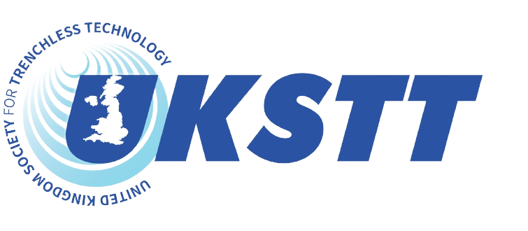 Logo of the United Kildare Society for Trenchless Technology, featuring a map of Ireland, a pipe, and technology-themed graphics.