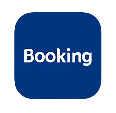 Icône d'application avec le mot 'Booking' sur fond bleu.