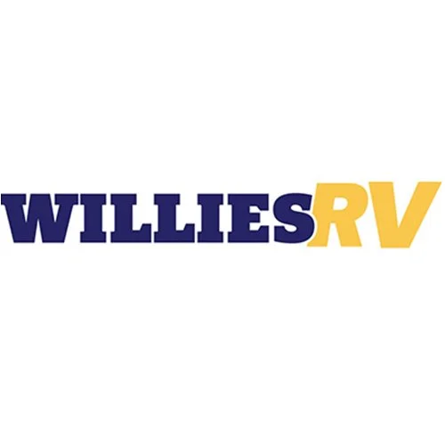 Willies RV logo with bold blue and yellow text on a white background.
