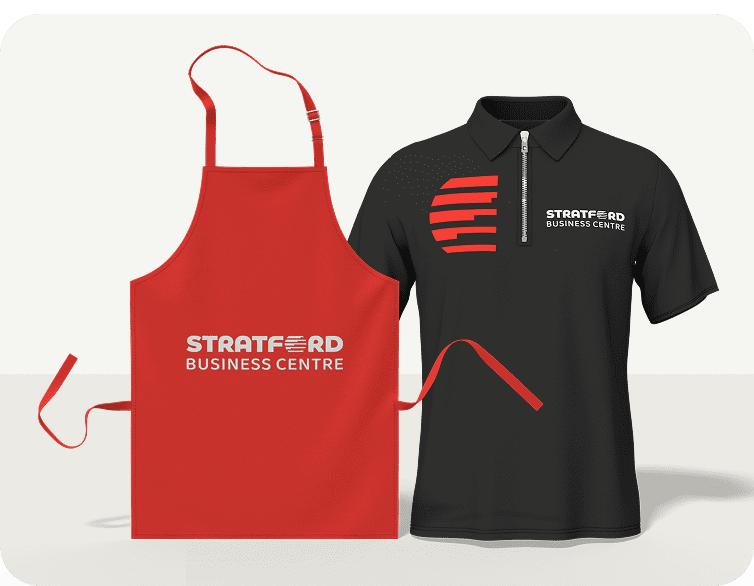 Mockup of a yellow apron and a black football jersey with green accents.