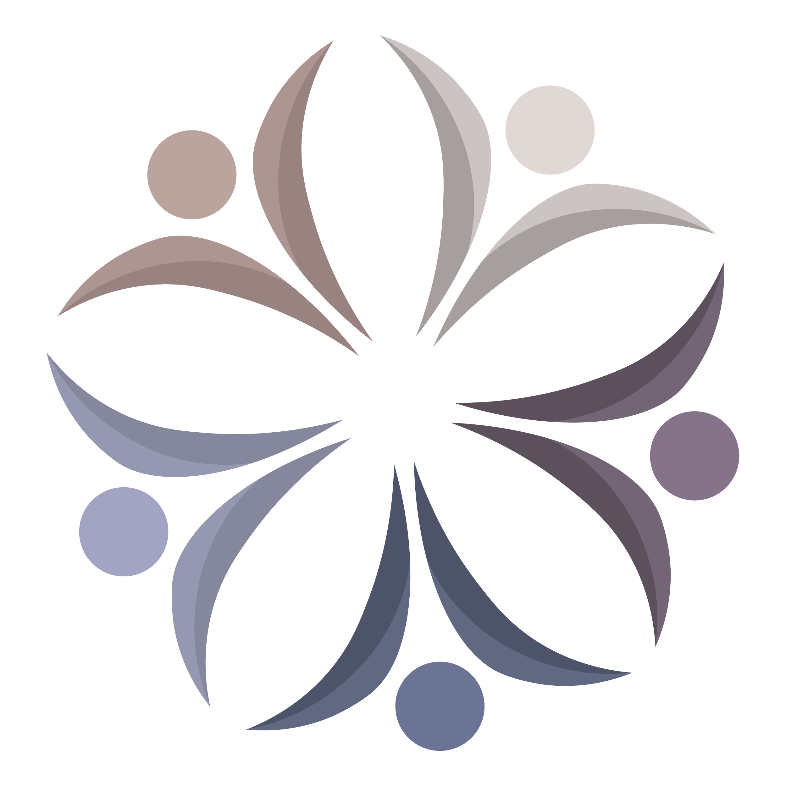 Abstract illustration with shapes and shading in shades of gray, beige, and black.