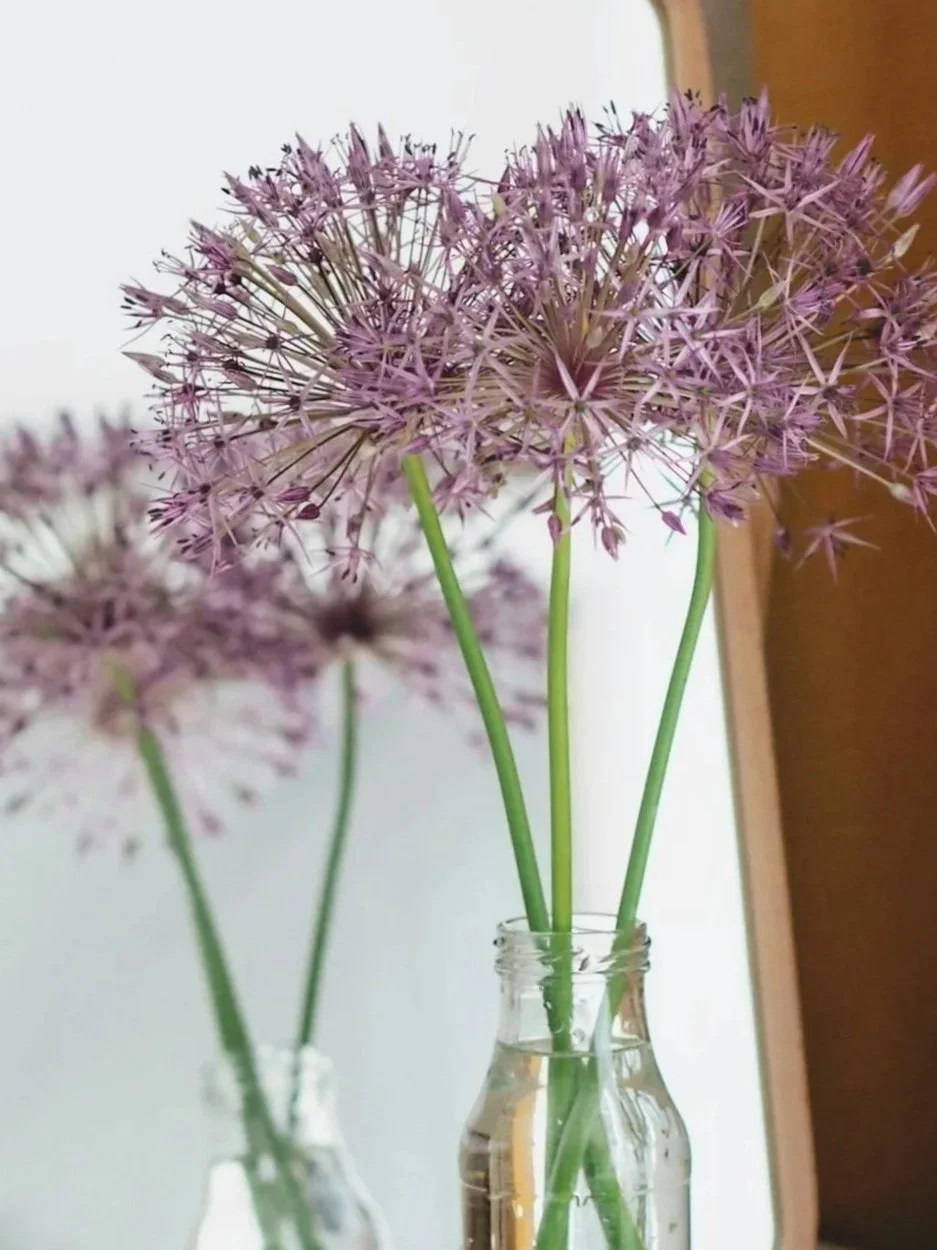 mirror placement reflecting fresh flowers