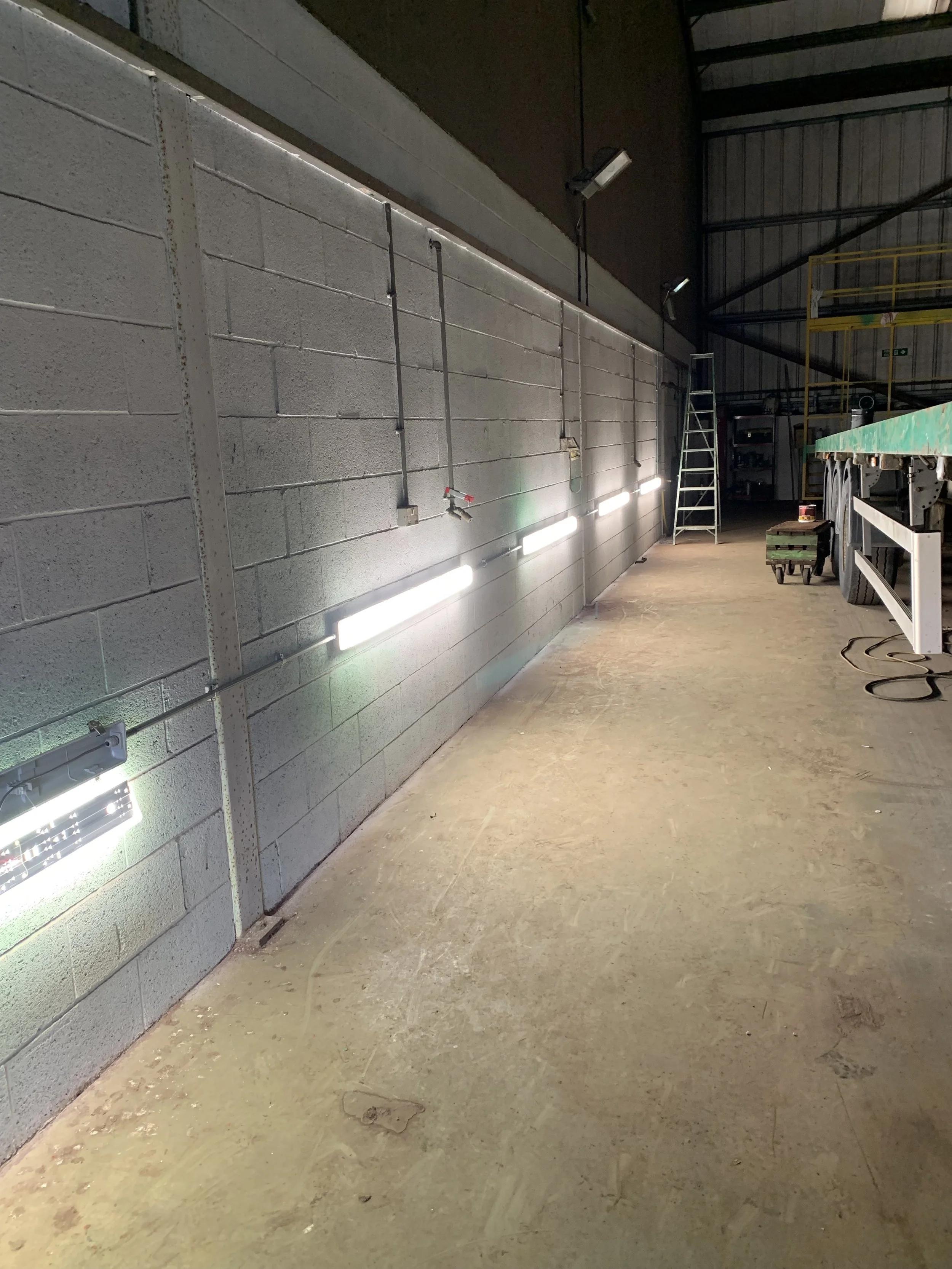 Lighting upgrade in a commercial business in Anglesey, North Wales. new lights, LED lights, electrician near me