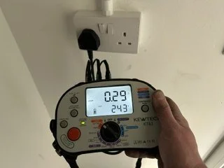 Electricial testing on a new socket installed on Anglesey