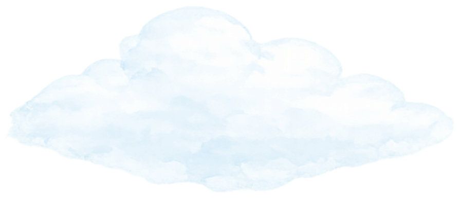 Light blue watercolor cloud illustration.