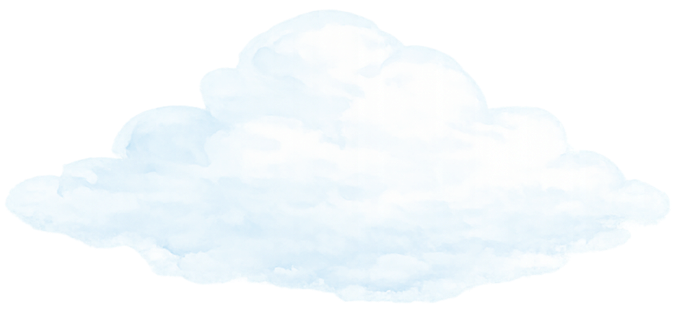 Watercolor illustration of a fluffy white cloud.