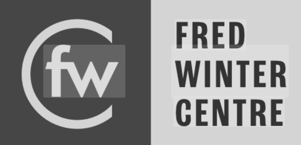 Logo with the text 'Fred Winter Centre' next to a stylized 'FW' inside a crescent shape.