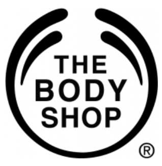 The Body Shop logo with stylized circular lines and the registered trademark symbol.