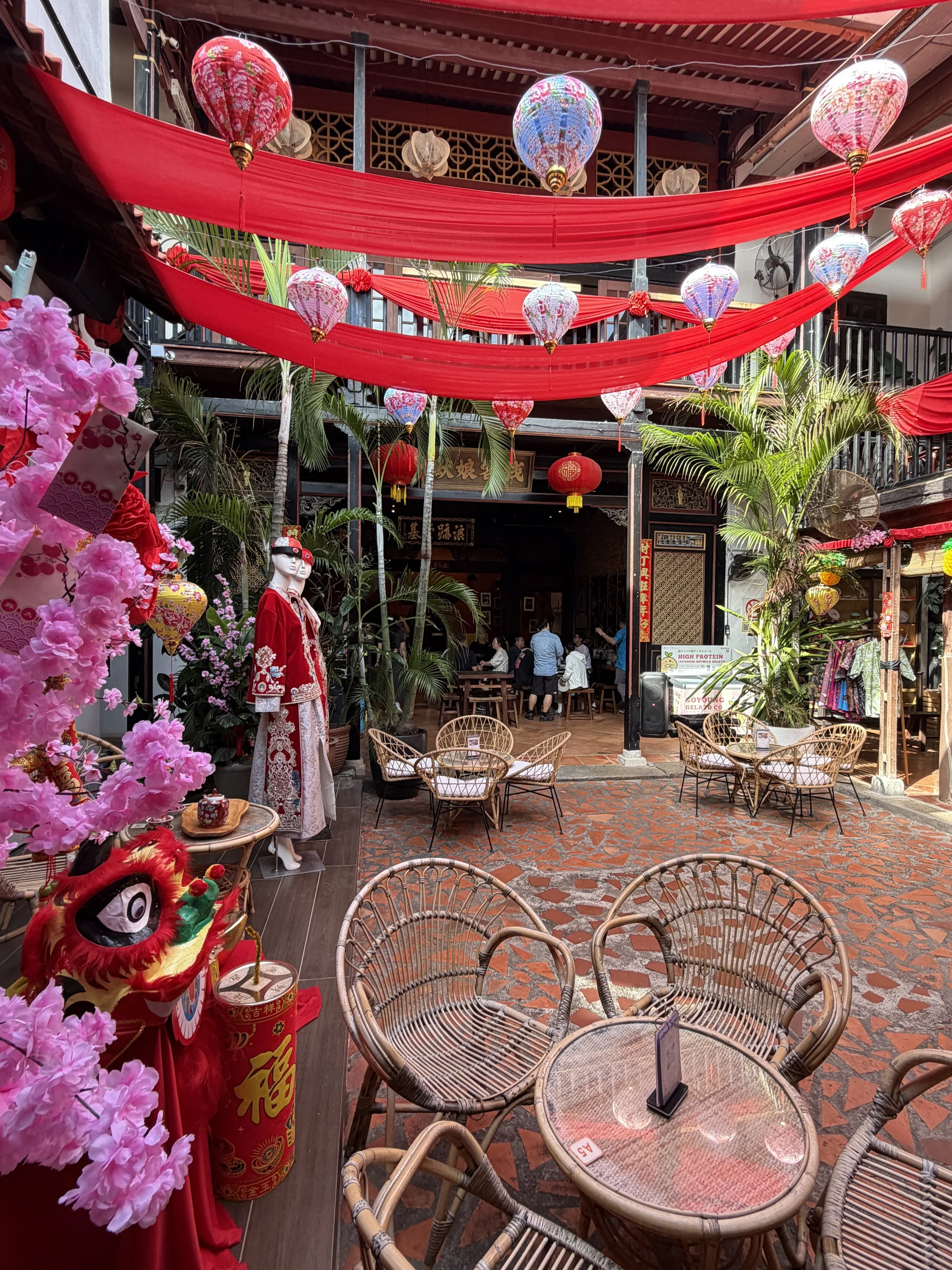  In the courtyard of a very long Chinese shophouse.  All these homes have private courtyards (rather than backyards or front yards) in the middle. 