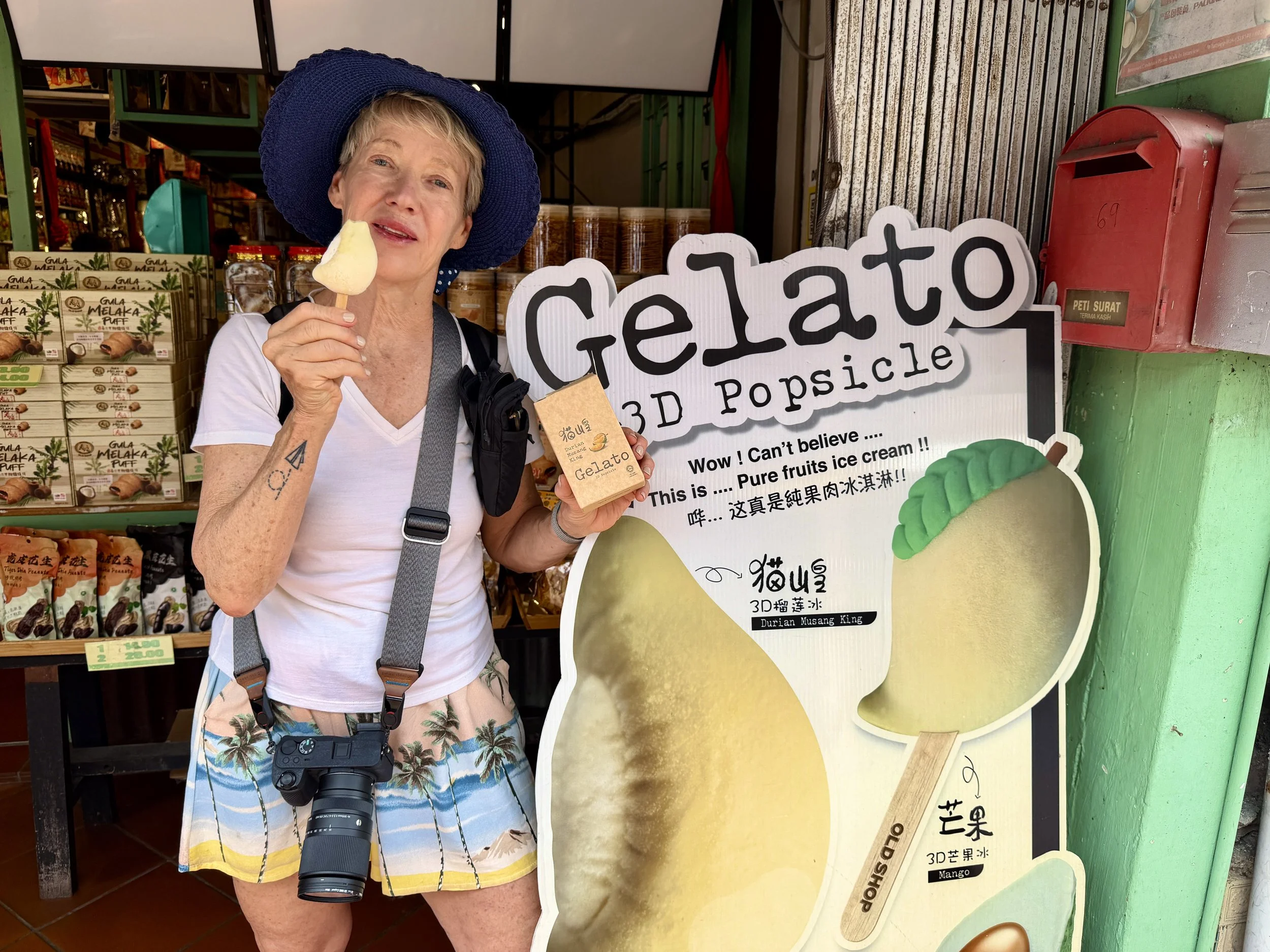 Durian gelato on a stick.  Questionnable.