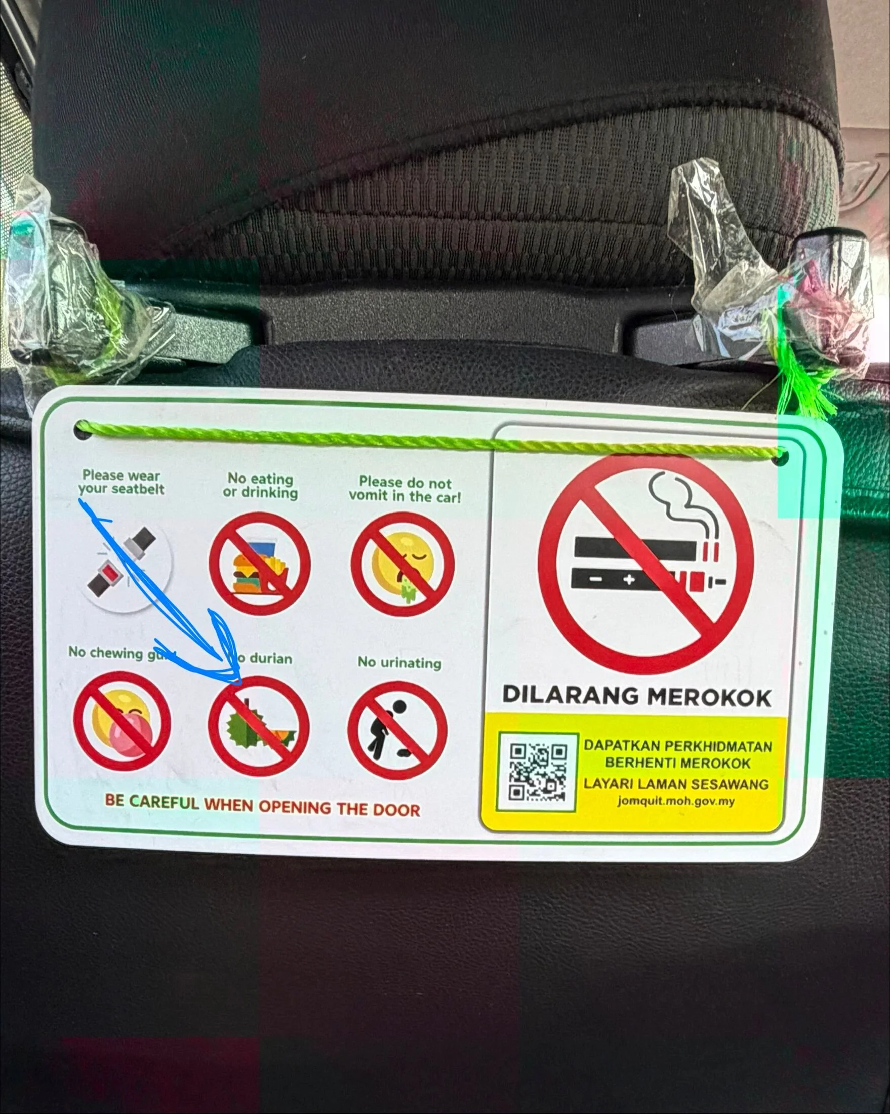 Simple rules: No durian and no vomiting