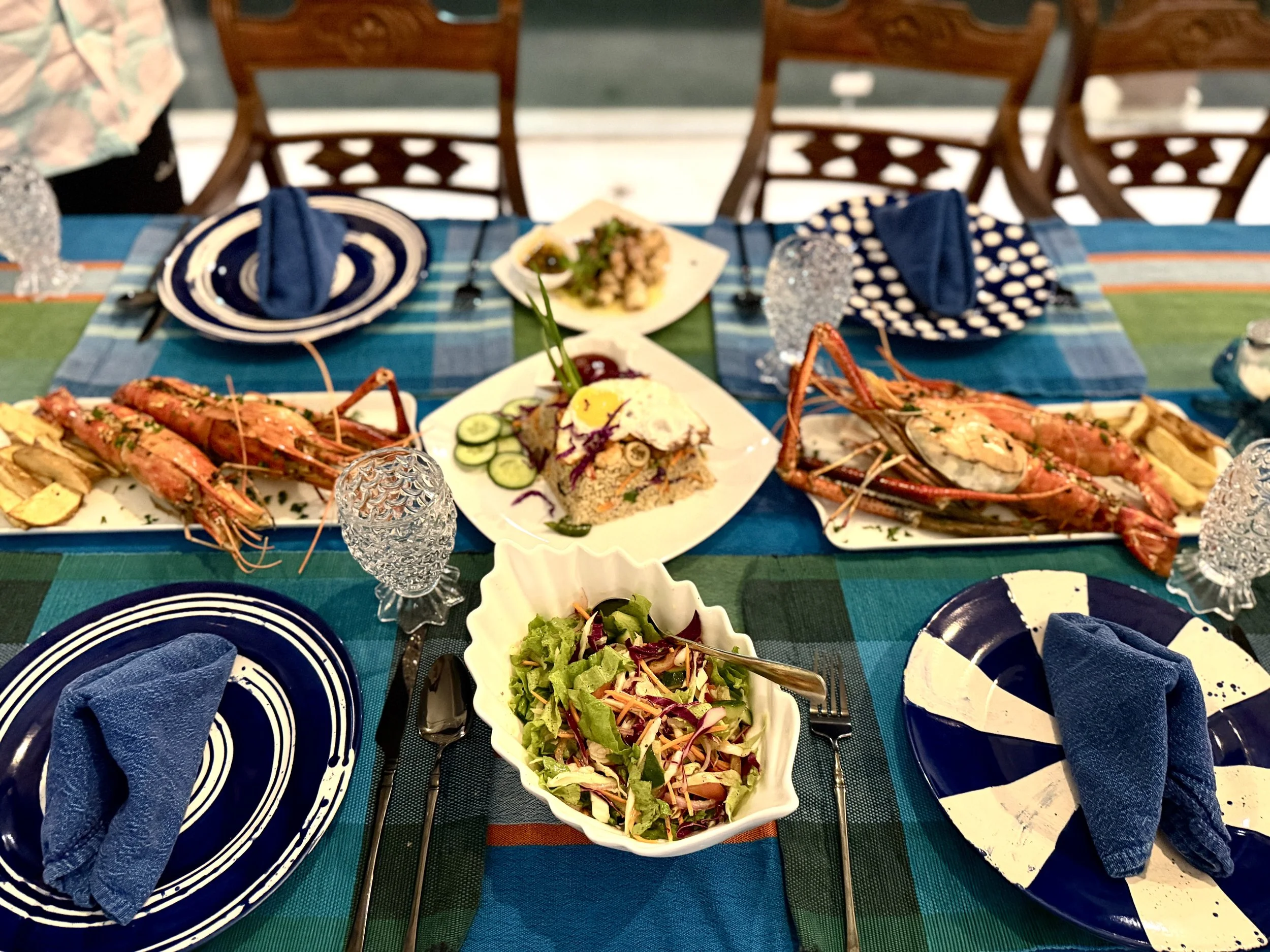 Amazing meals created by our own Chef at the beach house Danica found for us.