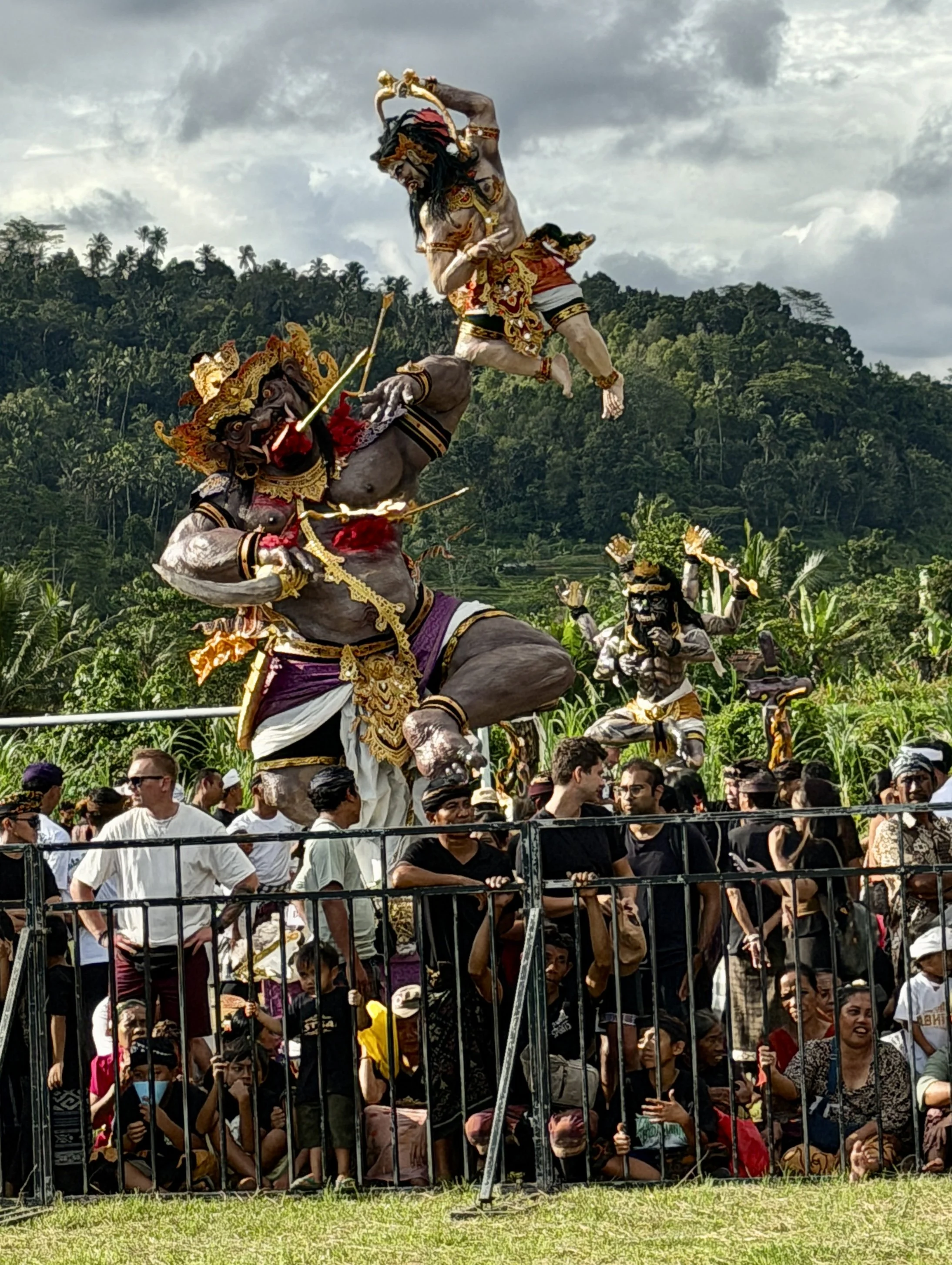 The story of Rama and Sita - Ogoh-Ogoh style.  Rama is defeating the larger, evil, Ravana