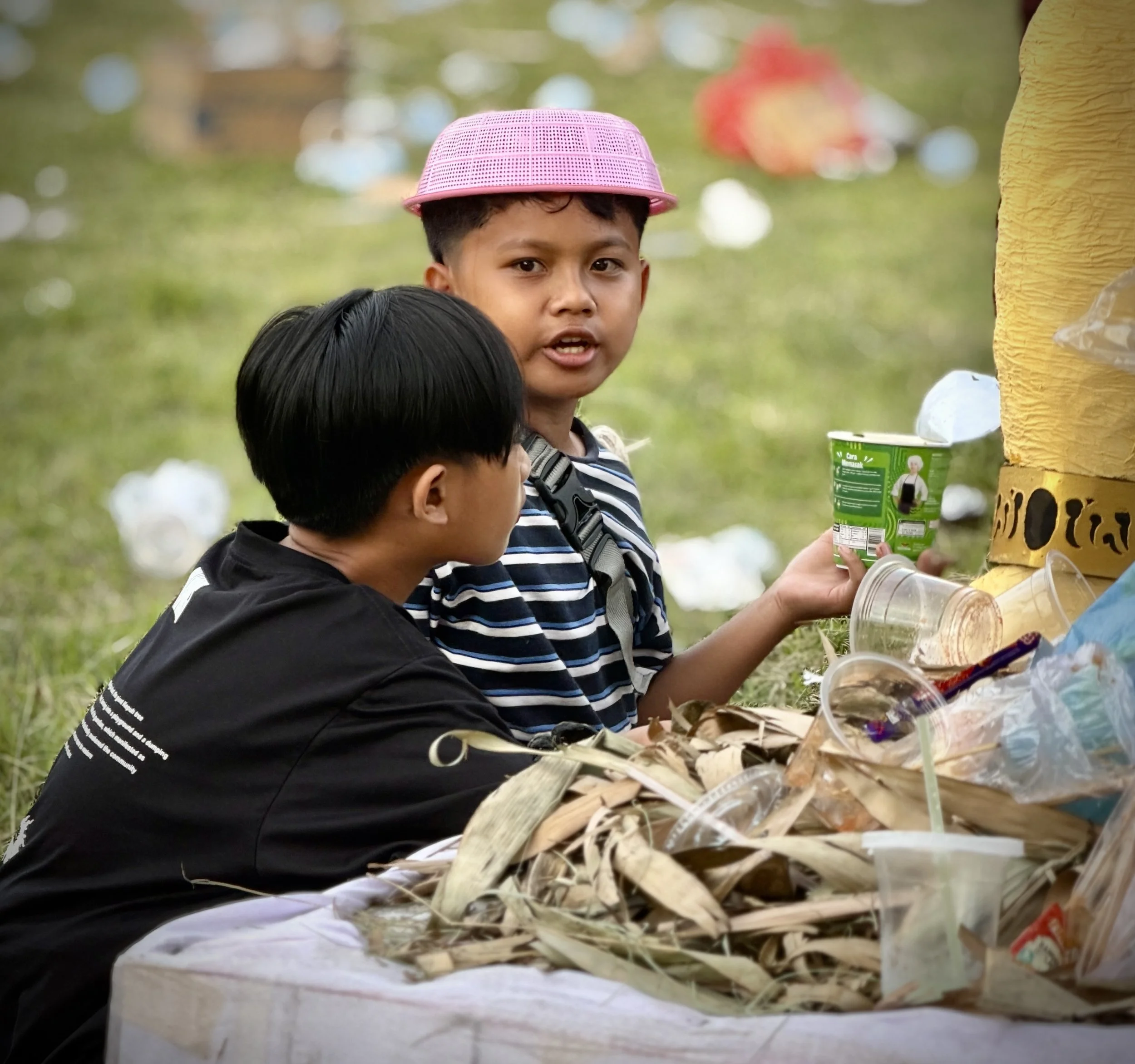 Colander on the head.....why???