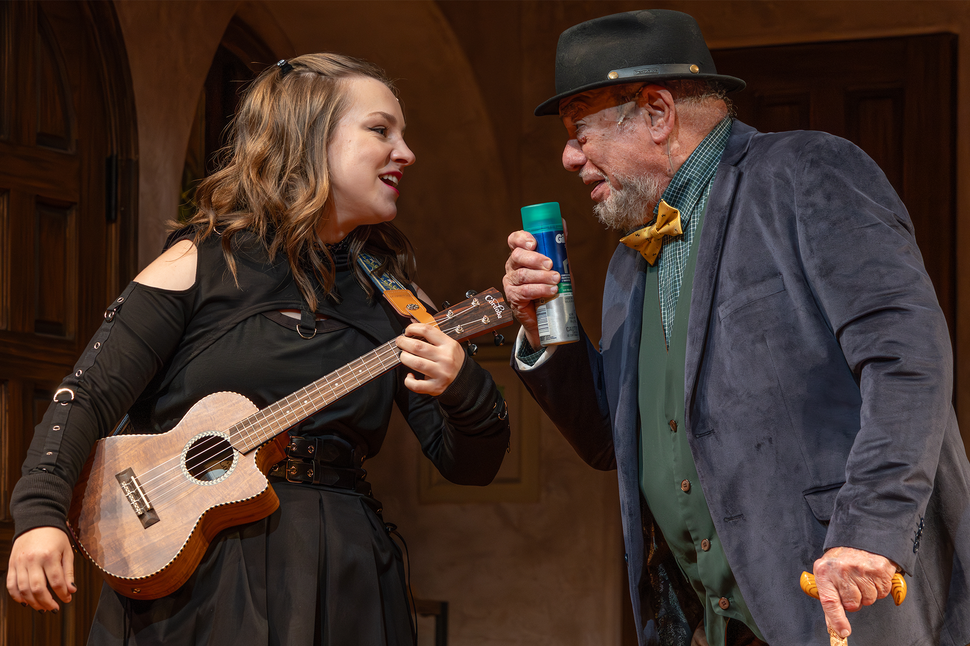 KyLee playing ukulele and singing with Victor Raider-Wexler (Gus Loftus)