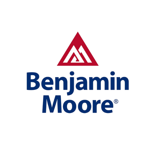 Benjamin Moore paint brand used by NGR Painting LLC in Charleston SC. Benjamin Moore logo with red geometric shape above the brand name in blue letters.