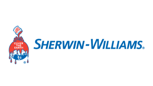 Sherwin-Williams paint brand used by NGR Painting LLC in Charleston SC. Sherwin-Williams logo with a red and blue paint can mascot and the company name in blue text.