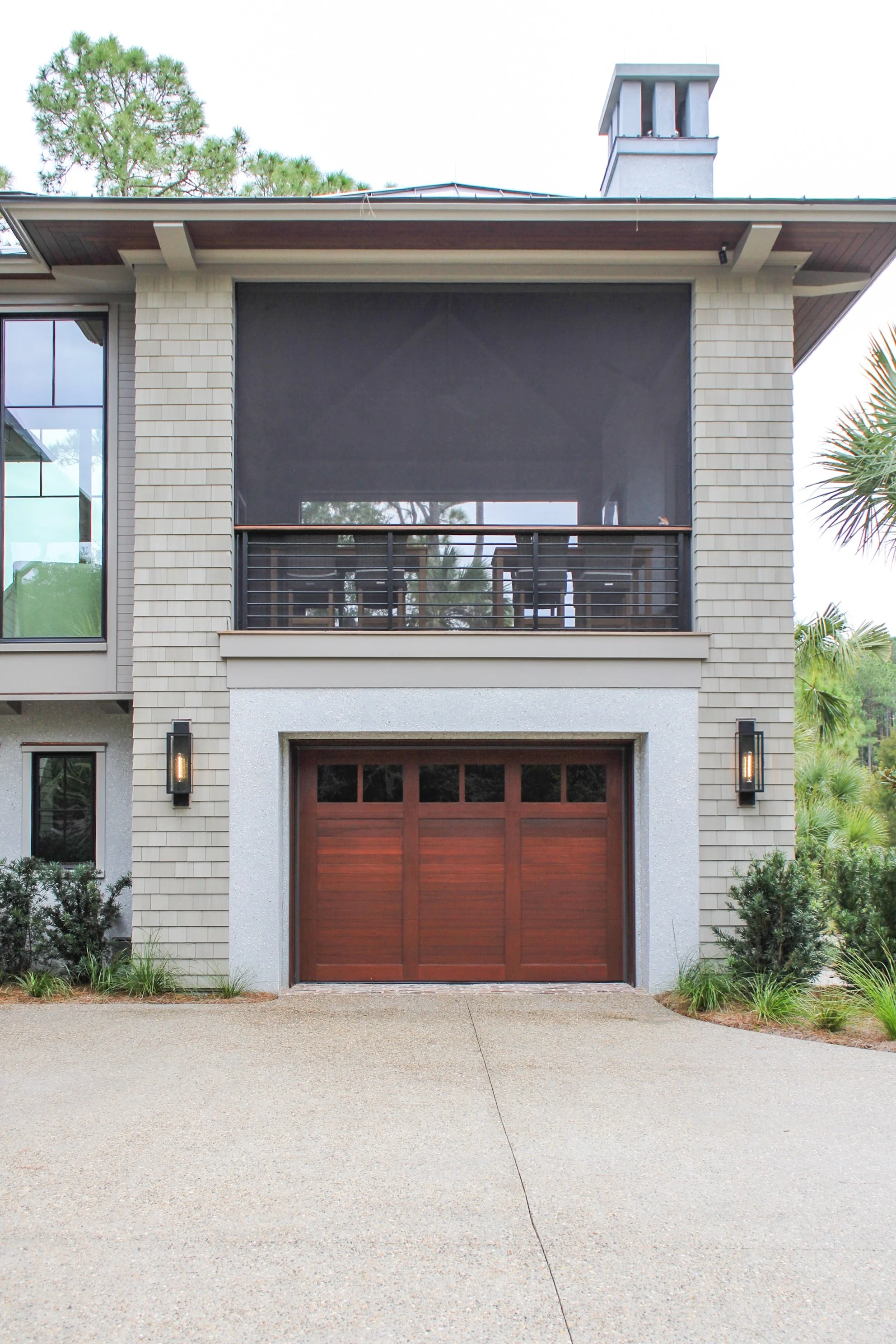 Exterior Luxury Home Painting Trim Wood Finishing and Garage Door Staining Kiawah Island