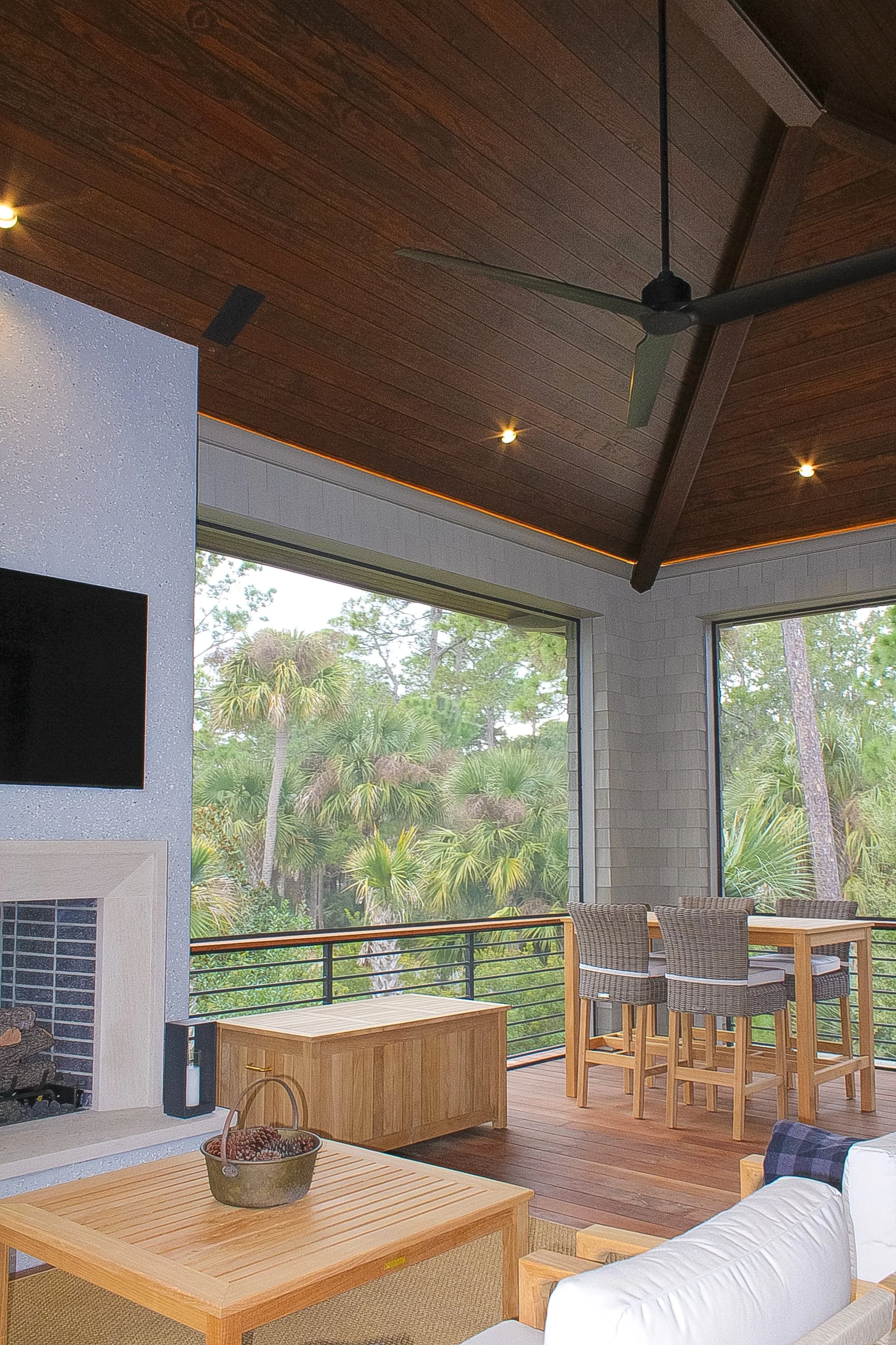 Custom Exterior Porch Wood Staining & Finishing Kiawah Island