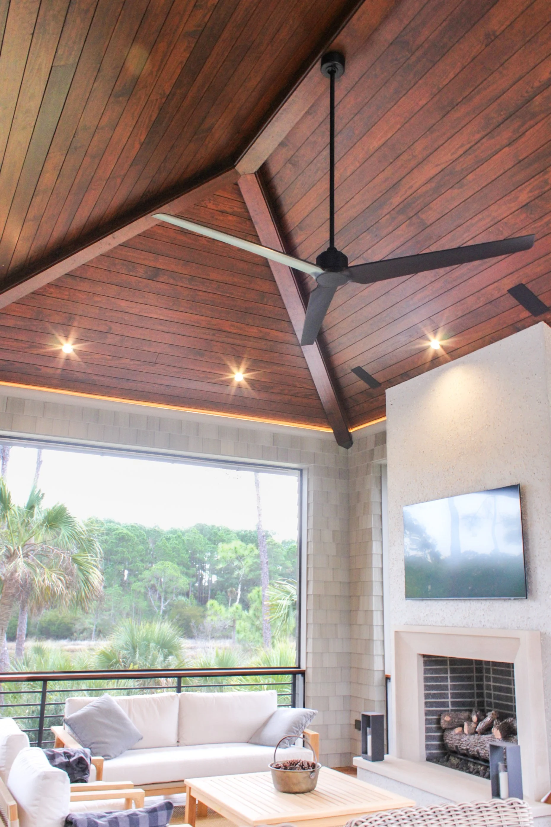 Custom Exterior Porch Wood Staining & Finishing Kiawah Island