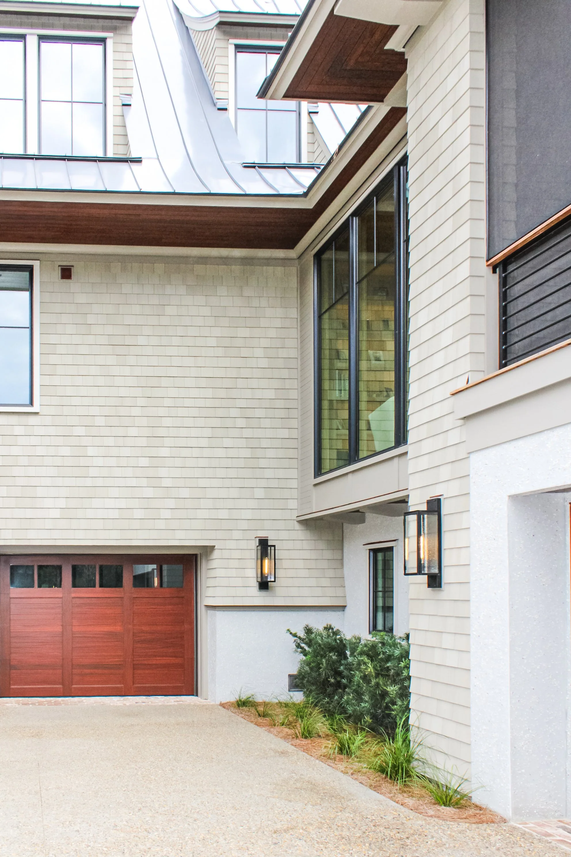 Exterior Luxury Home Painting Trim Wood Finishing and Garage Door Staining Kiawah Island