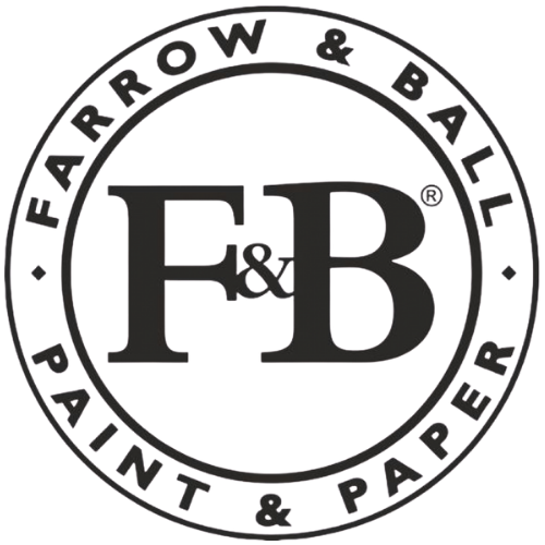 Farrow & Ball premium paint brand used by NGR Painting LLC in Charleston SC. Logo of Farrow & Ball with the text 'Farrow & Ball, Paint & Paper' surrounding the central 'F & B' initials.