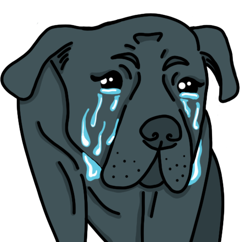 Twitch emote of the sad doggo