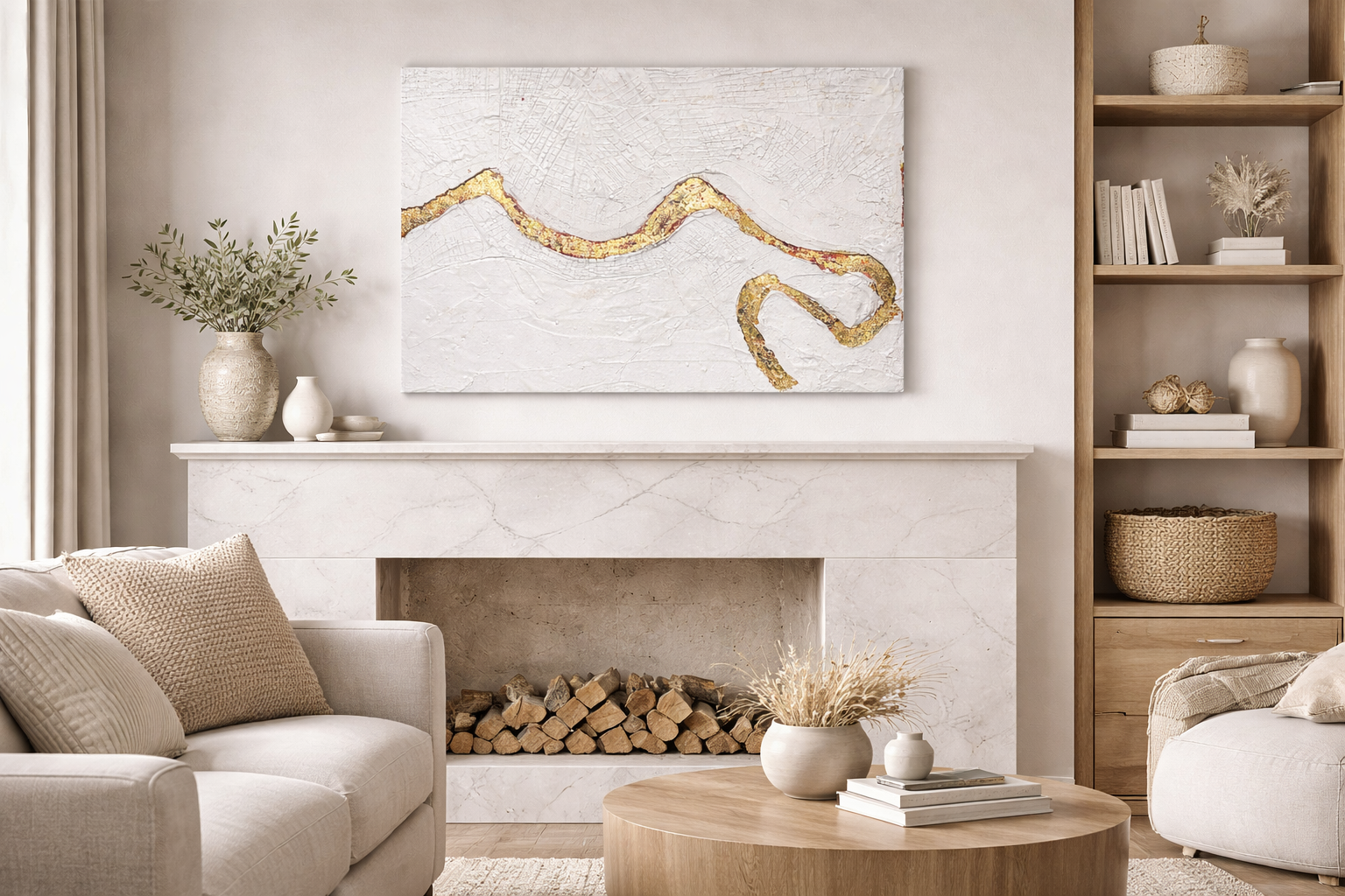 Mississippi River | Kenner to Jean Lafitte | Original Textured Map Painting | Gold Leaf Wall Art