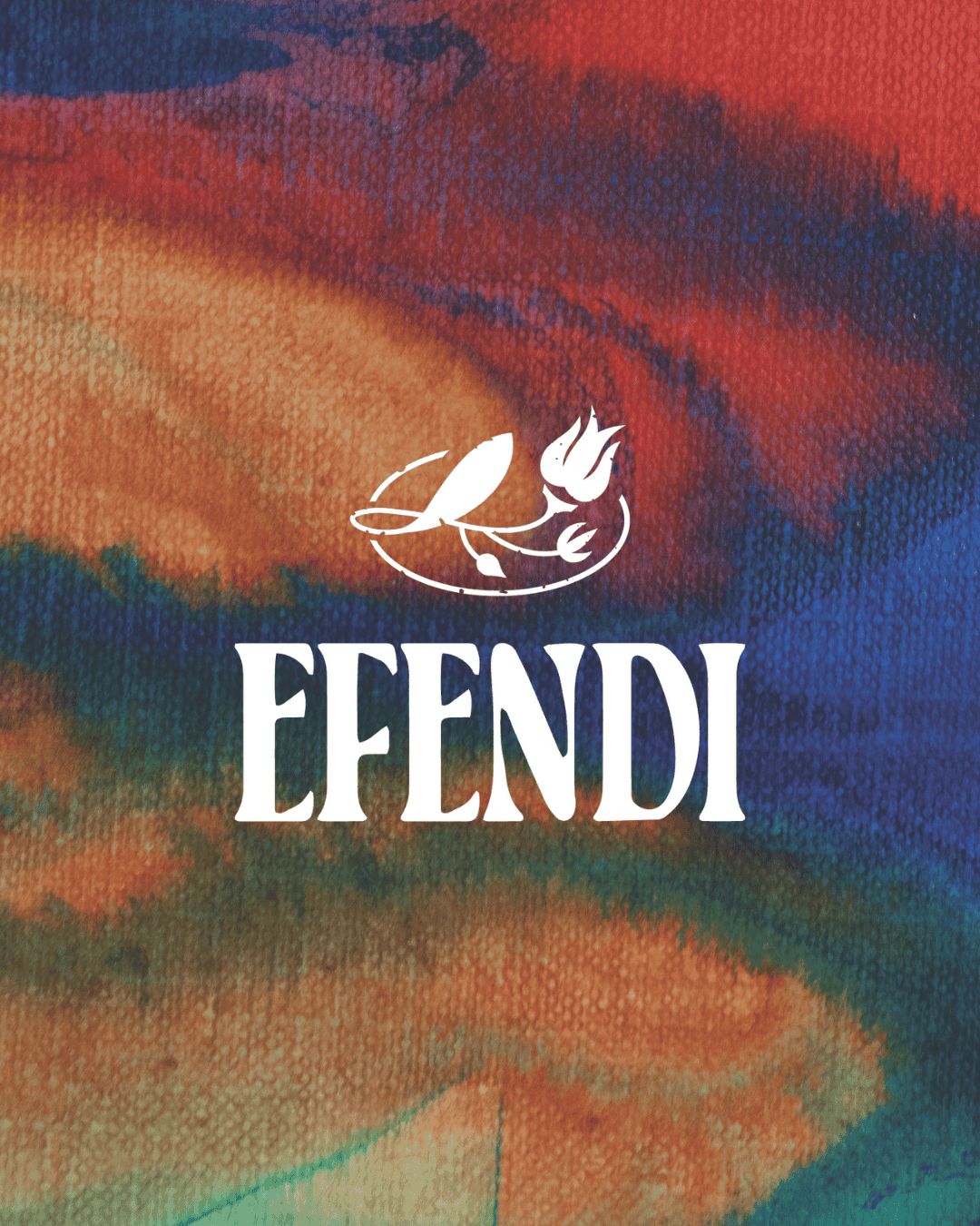 Efendi white logo over ebru