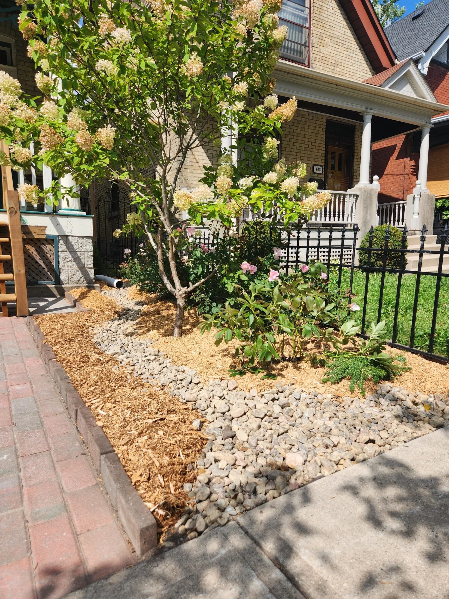 2025 - Dry creek bed built to direct downspout run off.