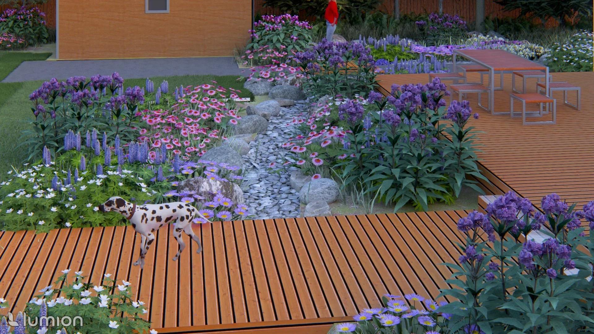 Deck, Dry Creek Bed & Bridge - Rendered in Lumion