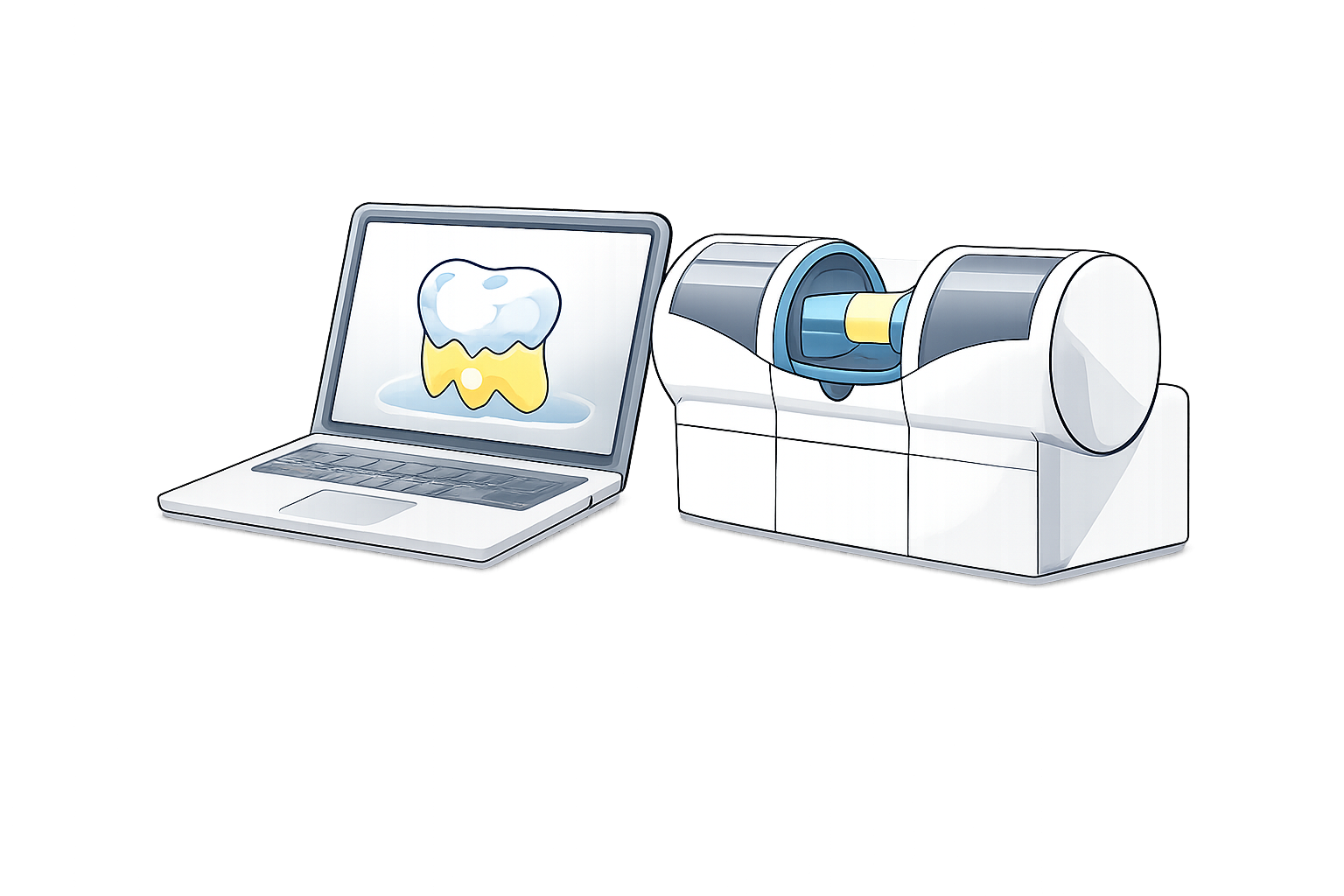 Ein wissenschaftliches Gerät, das DNA-Analysen durchführt, in Kombination mit einem Laptop, auf dem ein Glas mit einer Chemikalie oder Substanz zu sehen ist.