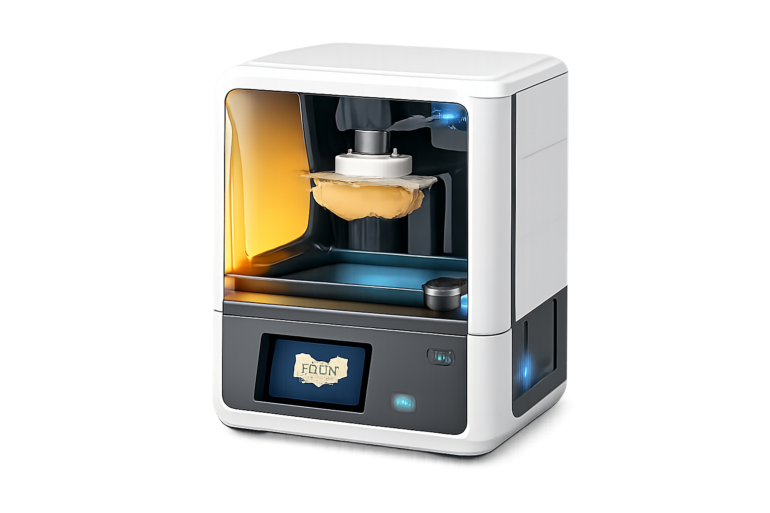 Ein 3D-Drucker mit einem Zahnmodell, das im Drucker platziert ist, um es auszudrucken.