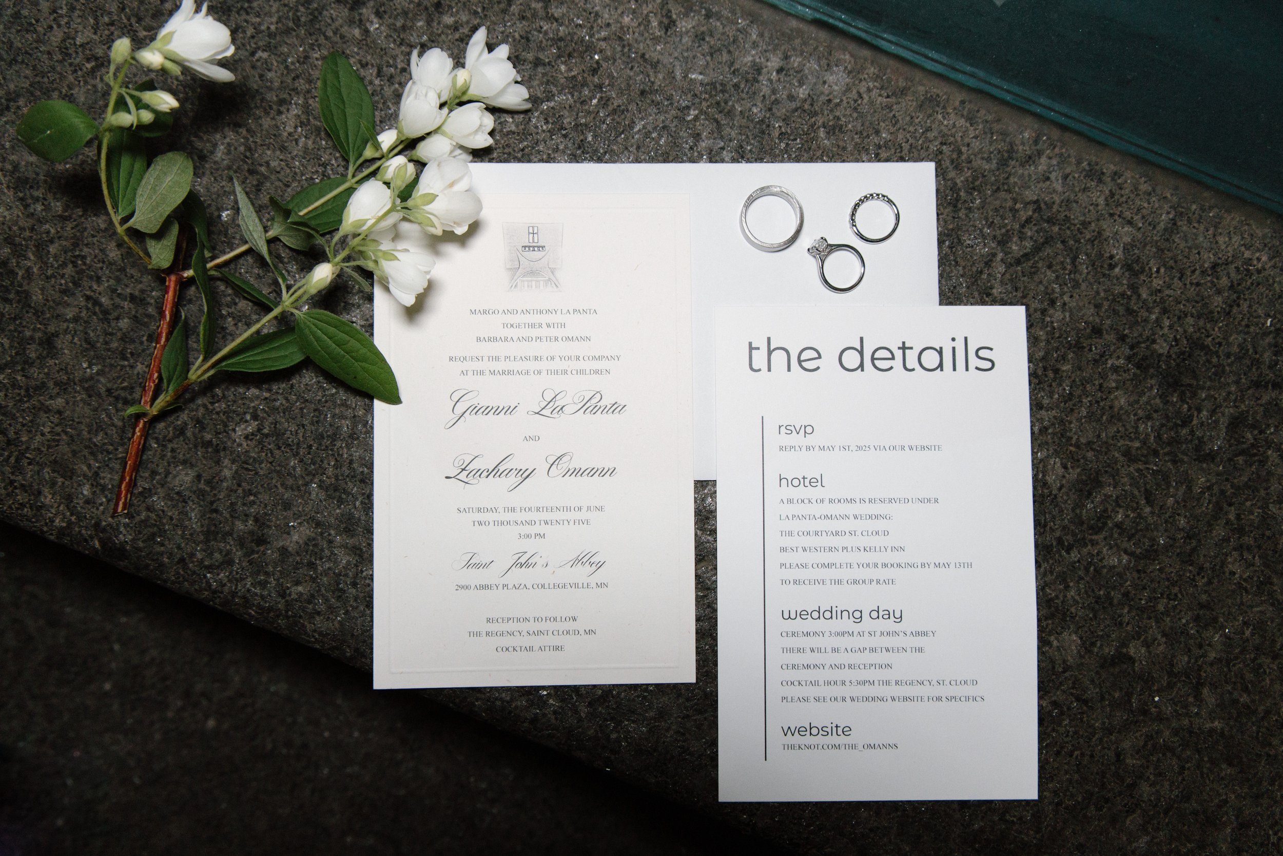 LaPanta Omann Wedding details, wedding invitation suite