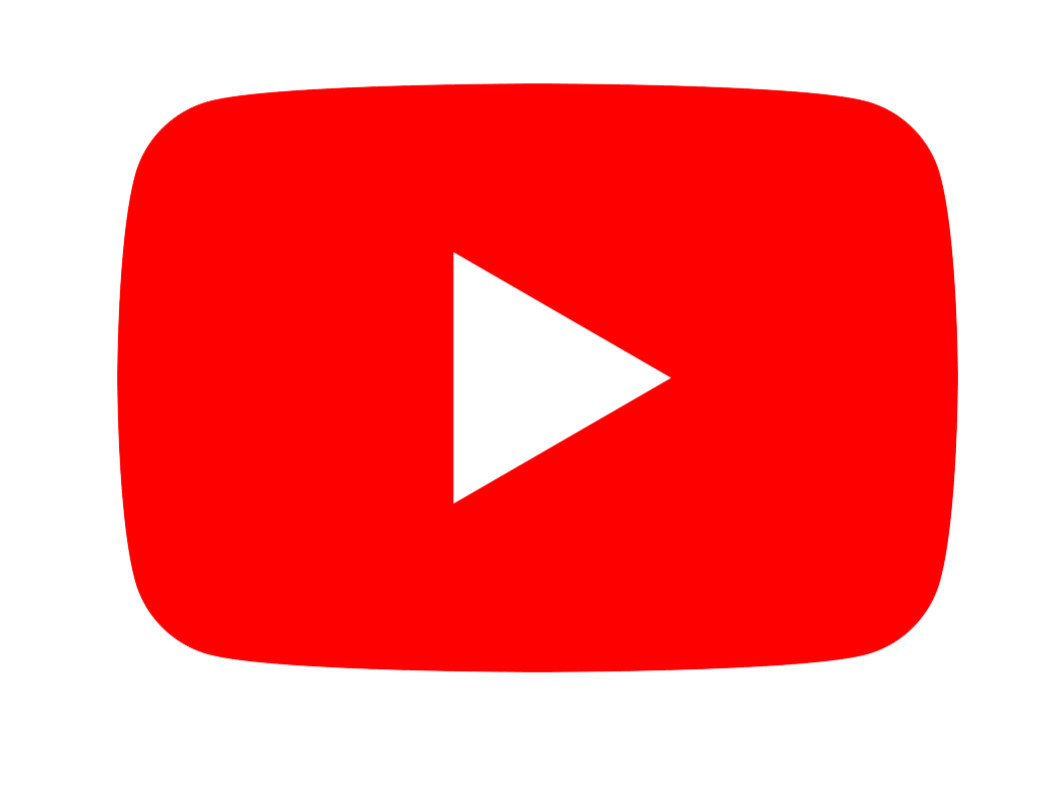 YouTube logo with red rounded rectangle background and white play button icon in the center.