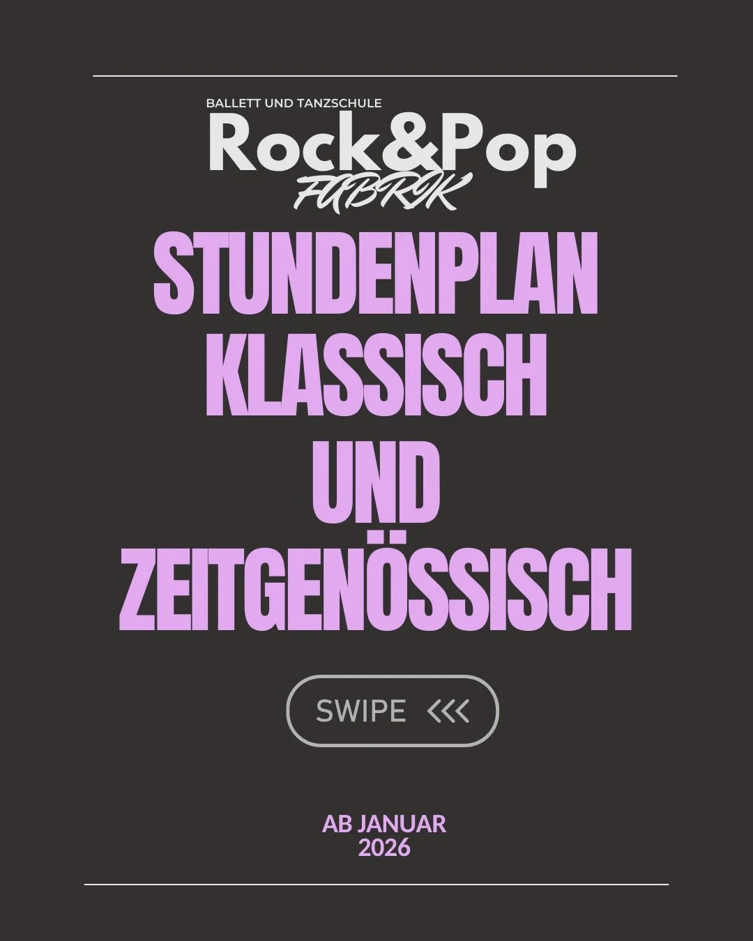 STUNDENPLAN
Klassisch und zeitgen&ouml;ssisch 🩰
Von den ersten Schritten bis zur flie&szlig;enden Bewegung

Vereinbart einen Termin zur kostenlosen Probestunde. Gerne auch &uuml;ber DM