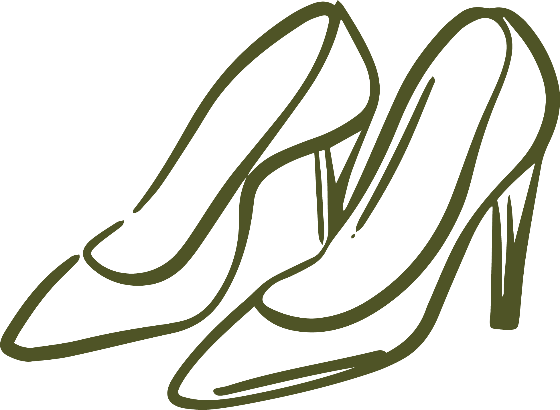 Outline drawing of a pair of high-heeled shoes.