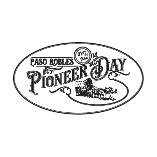Logo with the text 'PIONEER DAY' inside an oval shape, featuring a cowboy hat and western-themed design elements.