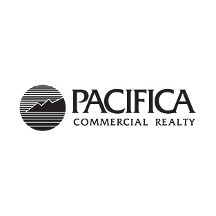 Pacifica Commercial Realty logo with a stylized wave circle and text.