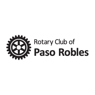 Logo of Rotary Club of Paso Robles with a gear symbol and text.