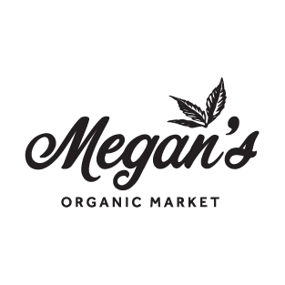Logo for Megan's Organic Market with a leaf graphic