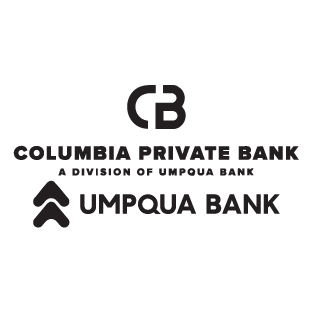 Logo of Columbia Private Bank, a division of Umpqua Bank, displaying the bank's name and icons.