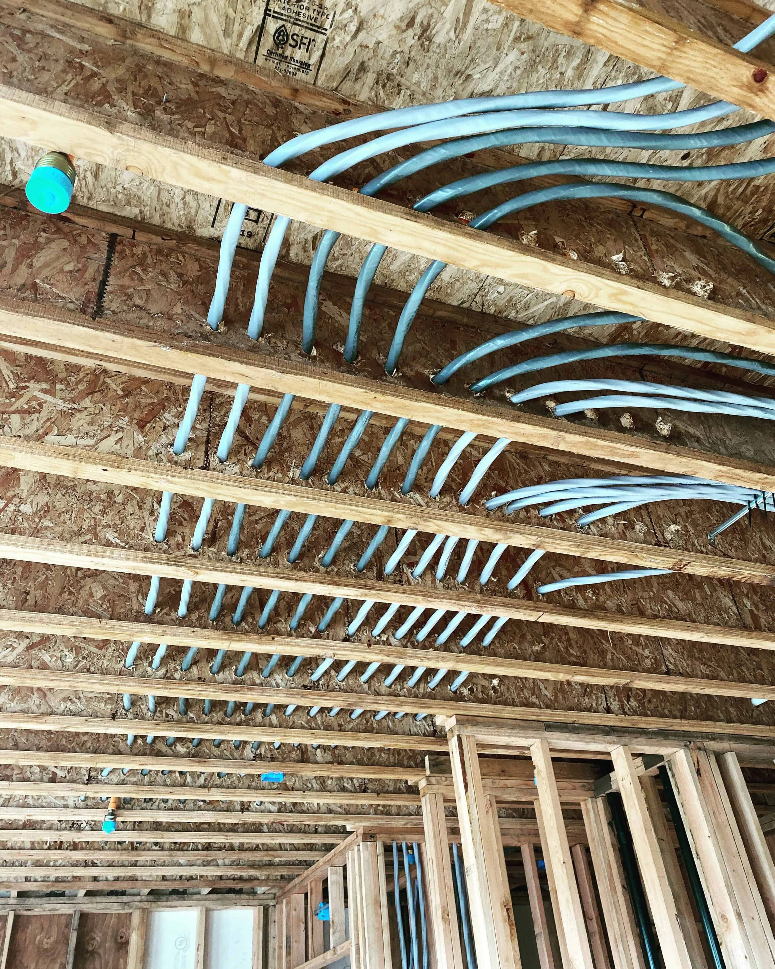 new construction wiring, organized straight lines