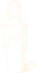Line drawing of a cocktail shaker showing craft cocktails.