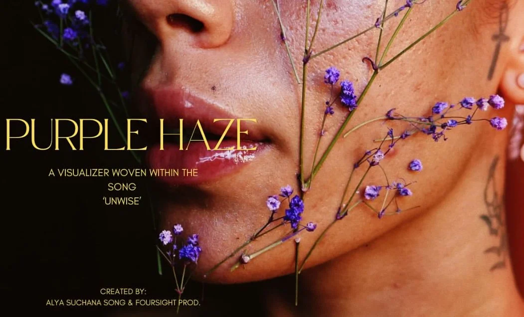 🟣Purple Haze🟣 
@foursightproductions 
——————-
This visual exploration is an alchemy of the pain from the past, the parts of oneself that are lost through entanglement, and the process of coming back to oneself. 

Combining facial art via flowers to