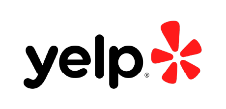 Black yelp logo with red burst
