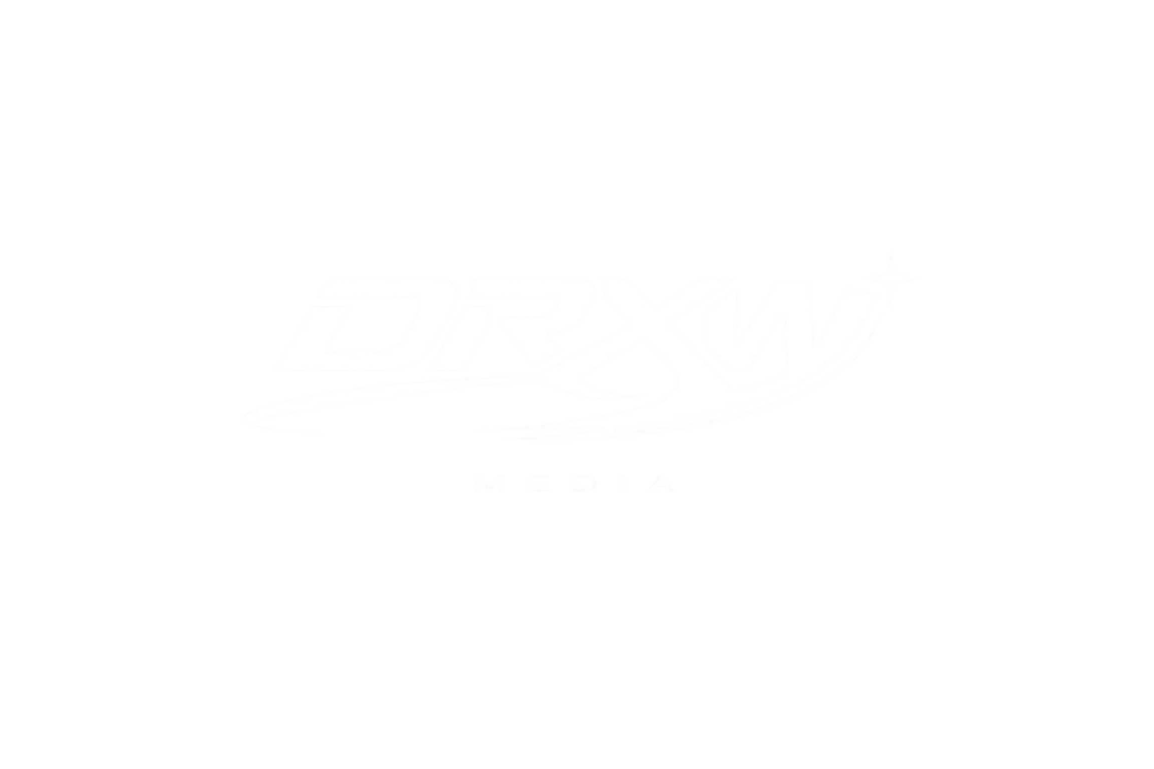 Black background with a white logo reading 'DRXW MEDIA' in stylized text with a star and swoosh design.