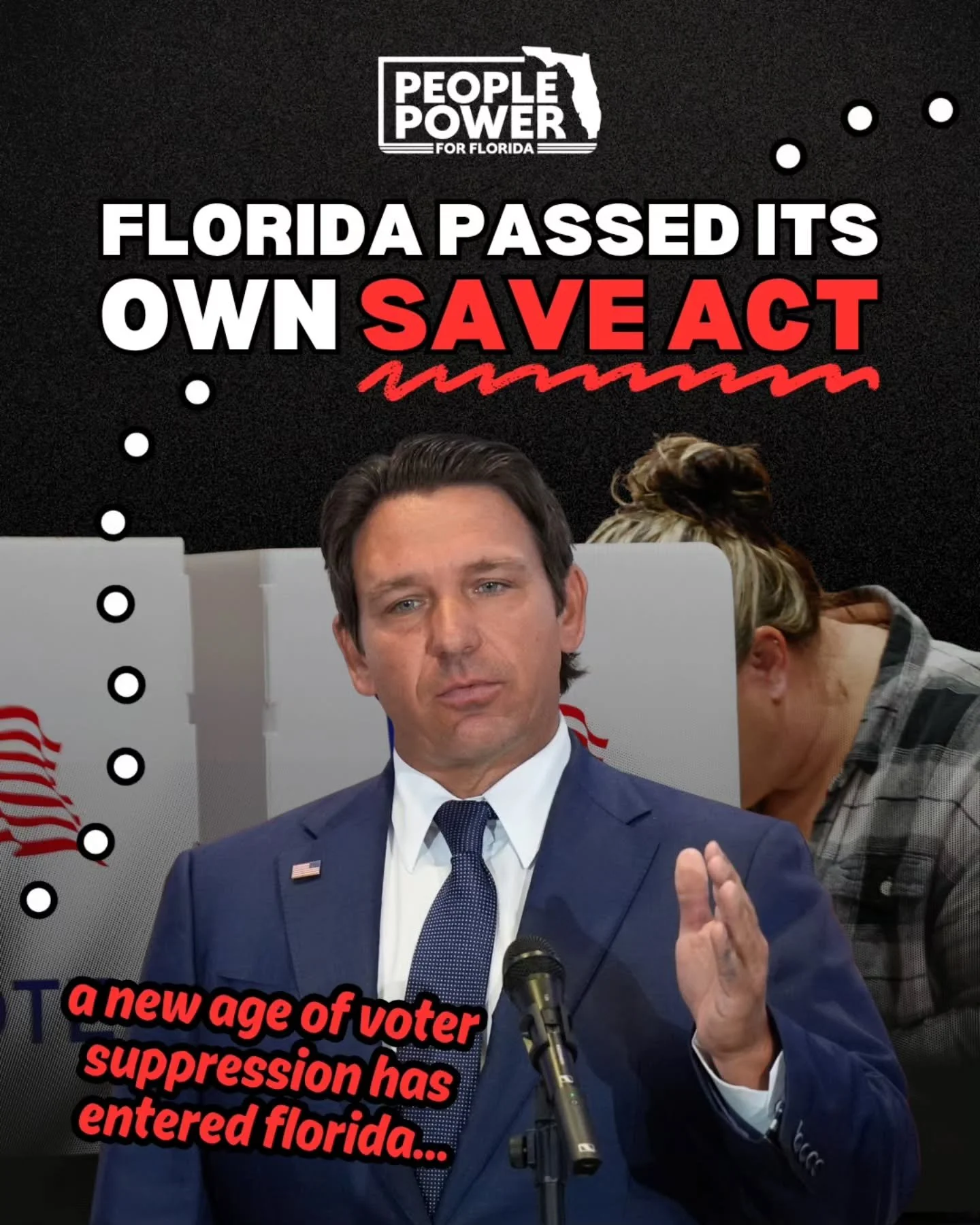 🚨 Gov. DeSantis signed into law the so-called 'Florida SAVE' act‼️

Set to go into effect in 2027, this bill requires all Floridians to provide additional documents to prove their eligibility to vote, amongst other new requirements and changes.

Des
