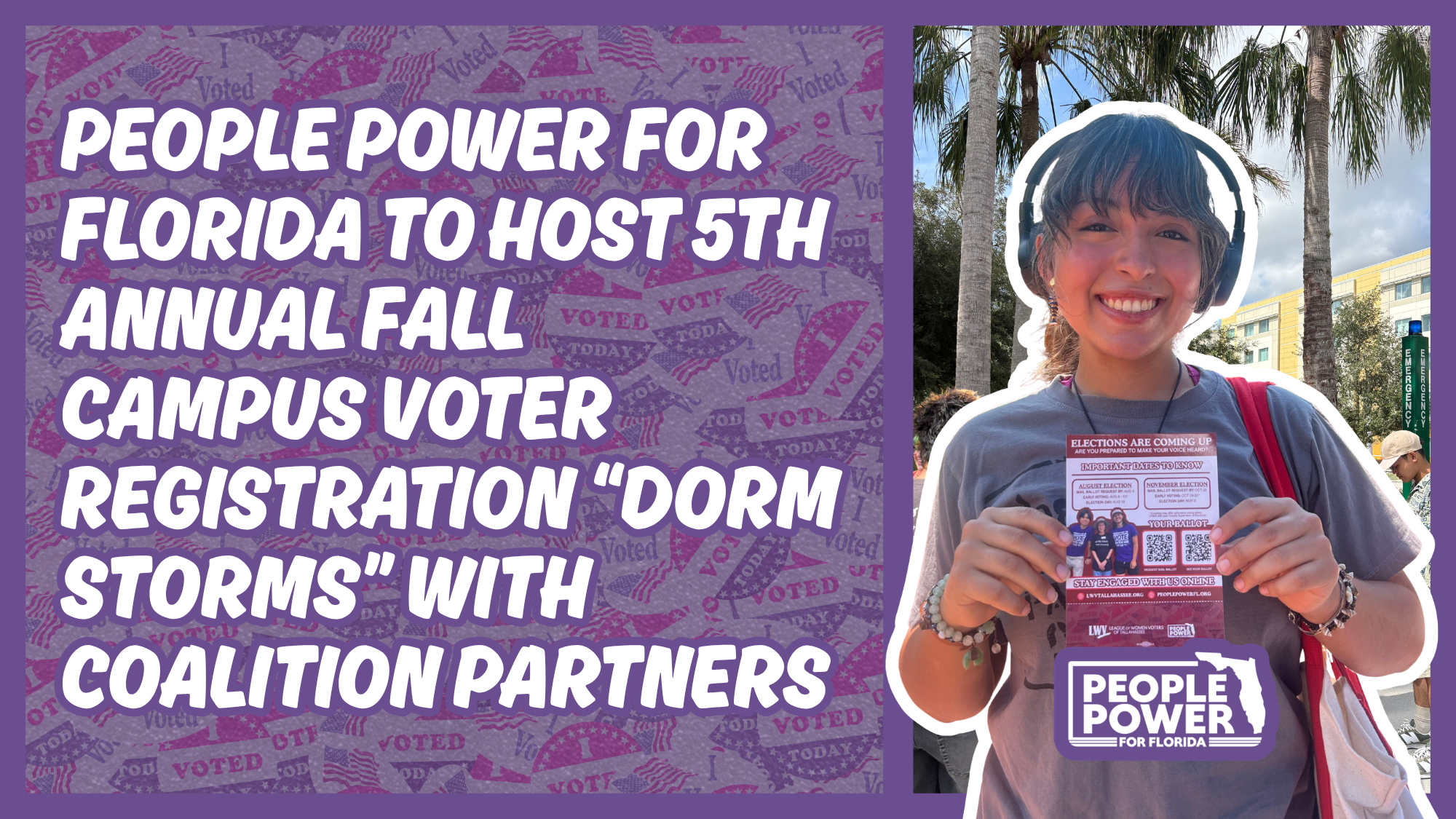 People Power for Florida to Host 5th Annual Fall Campus Voter Registration “Dorm Storms” with Coalition Partners